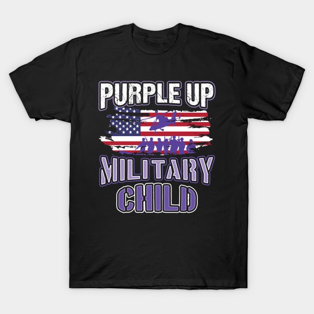 Purple Up Military Child American Flag Awareness Month T-Shirt by aneisha